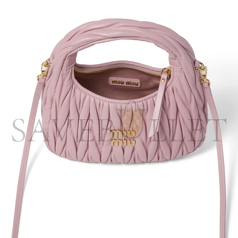 MIU MIU WANDER MATELASSÉ NAPPA LEATHER HOBO MINI BAG 5BC125 (17.5*14*5.5cm)